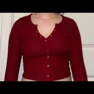 Pacsun red long sleeve crop top